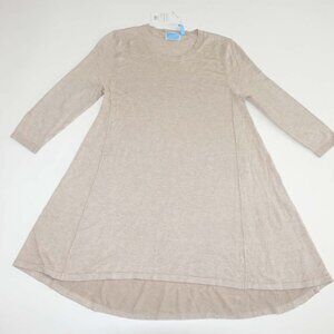 Survival Women's Tunic Sweater Large NWT 3/4 Sleeves Beige Pullover Crewneck L